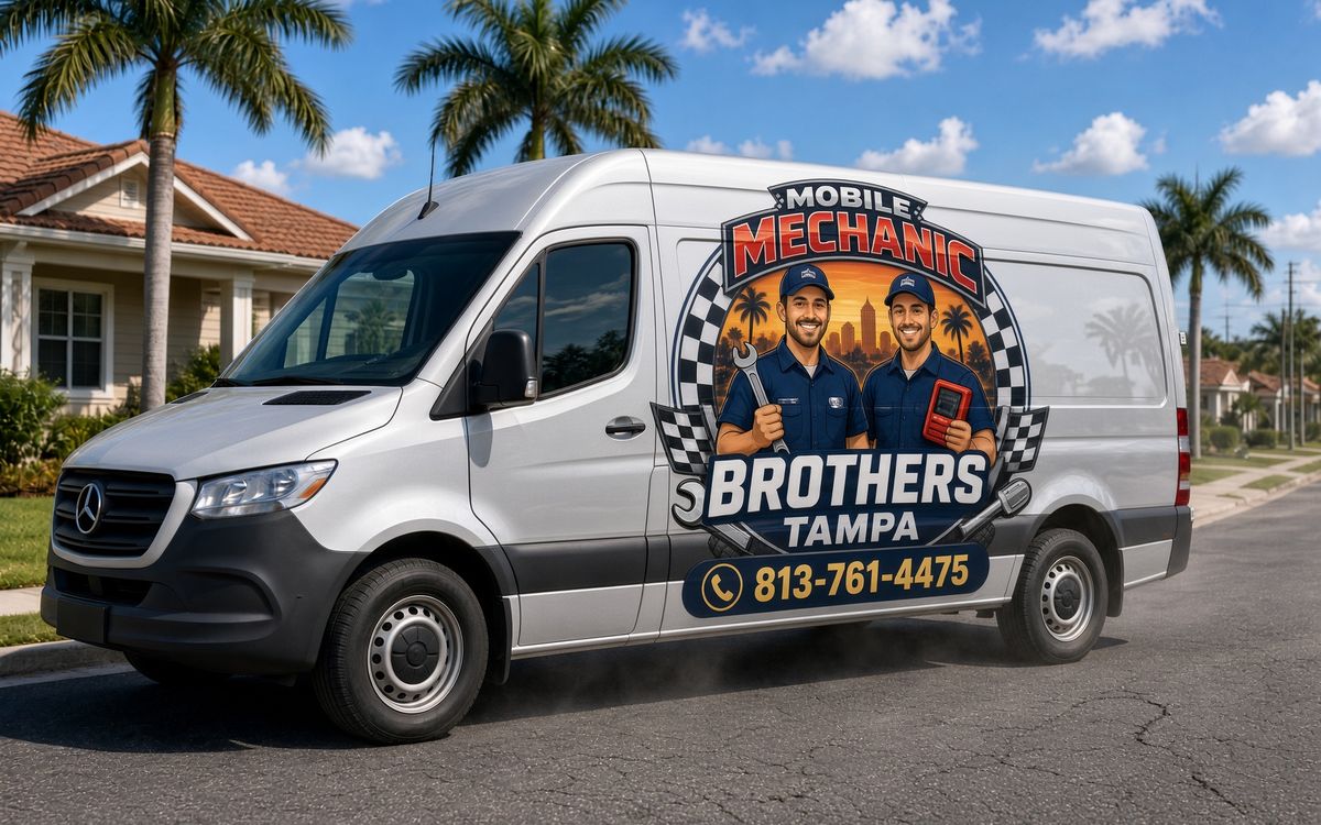 Mobile Mechanic Brothers service van parked on a Tampa street